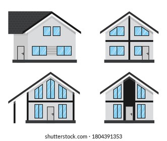 Isolated modern houses set.  Vector illustration.