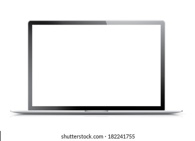 Isolated modern laptop with empty screen. Vector eps10 illustration.