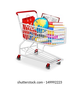 Isolated modern photorealistic shopping cart. Vector illustration.
