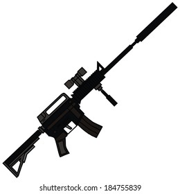 isolated modern rifle, weapon, vector illustration
