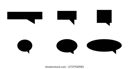 Isolated modern text icon symbol set on white background. Dark black speech bubble vector on white background. Massage box icon set on white background. Silhouette reply icon set on white background. Speech icon sets. EPS 10. 