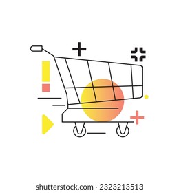 Isolated modern web shopping cart icon Vector