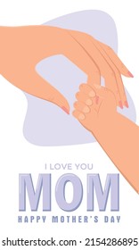 Isolated mom and baby hands vector illustration