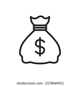 isolated money bag flat icon vector. money bag illustration with dollar logo