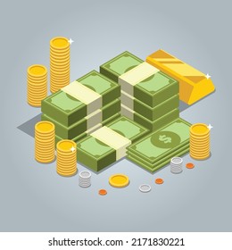 isolated money and coins illustration