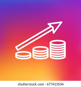 Isolated Money Growth Outline Symbol On Clean Background. Vector Profit Element In Trendy Style.