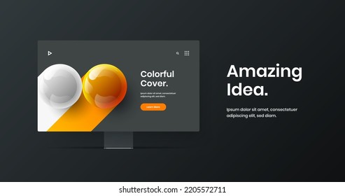 Isolated monitor mockup web project illustration. Modern website vector design concept.