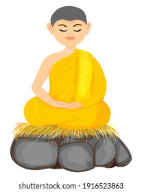 isolated monk in Buddhism meditation vector design