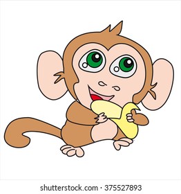 isolated monkey, animal, cartoon, vector