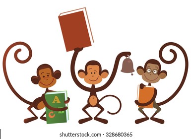 Isolated monkey - back to school illustration
