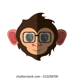 Isolated monkey cartoon with glasses design
