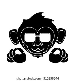 Isolated monkey cartoon with glasses design