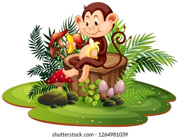 Isolated monkey in nature illustration
