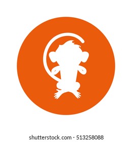 Isolated monkey silhouette inside circle design