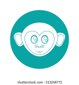 Isolated monkey silhouette inside circle design