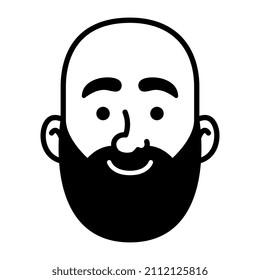 Vatar monocromo aislado de un hombre con barba Ilustración vectorial