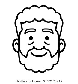 Vatar monocromo aislado de un hombre con barba Ilustración vectorial