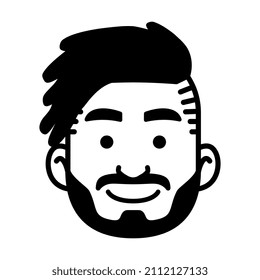 Vatar monocromo aislado de un hombre con barba Ilustración vectorial