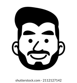 Vatar monocromo aislado de un hombre con barba Ilustración vectorial