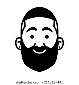 Vatar monocromo aislado de un hombre con barba Ilustración vectorial