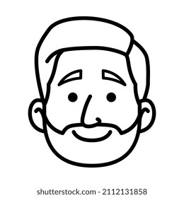 Vatar monocromo aislado de un hombre con barba Ilustración vectorial