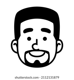 Vatar monocromo aislado de un hombre con barba Ilustración vectorial