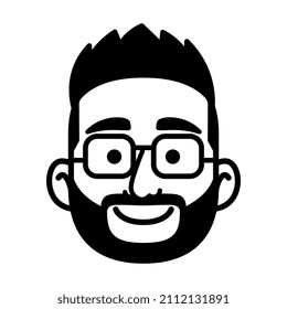 Vatar monocromo aislado de un hombre con barba Ilustración vectorial