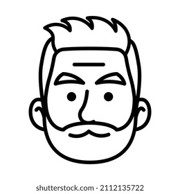 Vatar monocromo aislado de un hombre con barba Ilustración vectorial