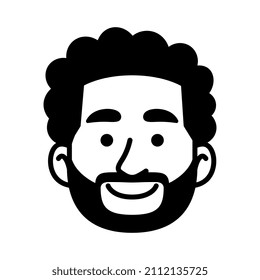 Vatar monocromo aislado de un hombre con barba Ilustración vectorial