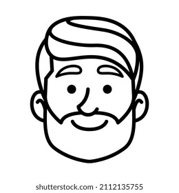 Vatar monocromo aislado de un hombre con barba Ilustración vectorial