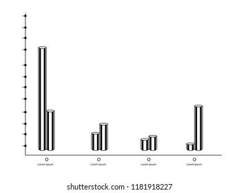Isolated monochrome business graph. Vector illustration design