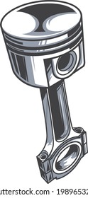 Isolated monochrome illustration of engine piston on white background