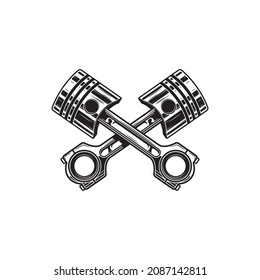 Isolated monochrome illustration of engine piston on white background