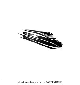 Isolated monochrome modern engraving style train logos set on white background vector illustration.