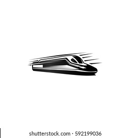 Isolated monochrome modern engraving style train logos set on white background vector illustration.