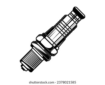 Isolated monochrome motorcycle spark plug