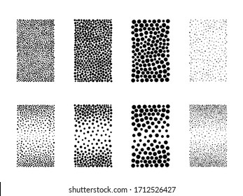 conjunto aislado de pincel de punto puntiagudo con forma de rectángulo dibujado a mano monocromo para textura, fondo, diseño vectorial