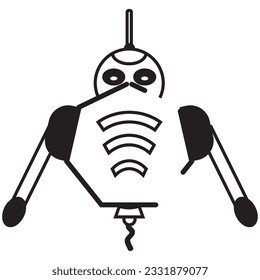 Isolated monochrome robot toy character icon Vector