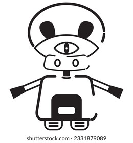 Isolated monochrome robot toy character icon Vector