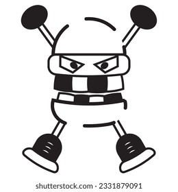 Isolated monochrome robot toy character icon Vector