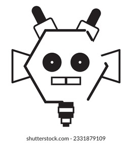 Isolated monochrome robot toy character icon Vector