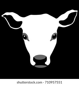 Isolated monochrome stylized image of a calf's head.