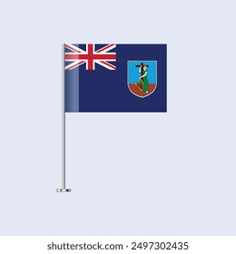 Isolated Montserrat Table Flag on Pole, Montserratian Flag Vector Design for Print and Web