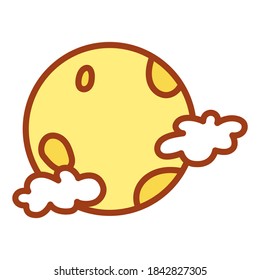 Luna aislada con nubes. Icono de Natividad - Vector