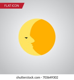 Isolated Moon Flat Icon. Lunar Vector Element Can Be Used For Moon, Lunar, Sky Design Concept.