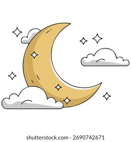 Ilustración vectorial aislada del icono de la luna en el fondo blanco
