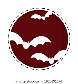 Isolated moon night halloween october scary icon sticker- Vector