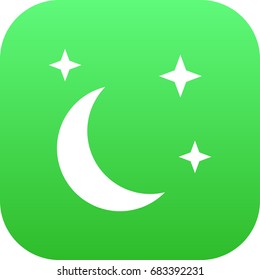 Isolated Moon With Star Icon Symbol On Clean Background. Vector Midnight Element In Trendy Style.