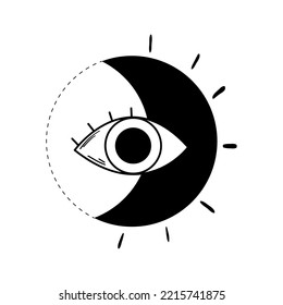 Isolated moon and sun symbol with eye Esoterism sketch icon Vector
