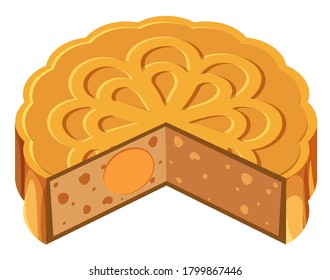 Einziger Mondkuchen auf weißem Hintergrund, Vektorgrafik